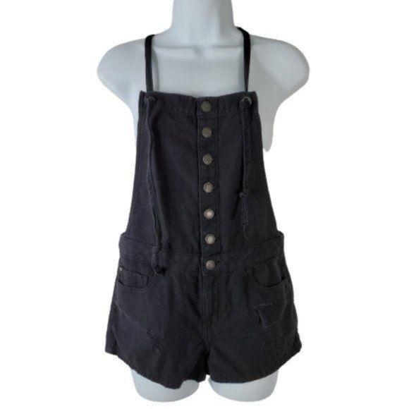 American Eagle Outfitters Pants - American Eagle Distressed Bib Overalls Black XXS